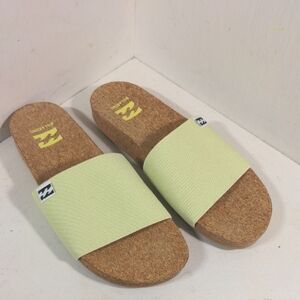 Yellow Slide Sandals with Cork Sole